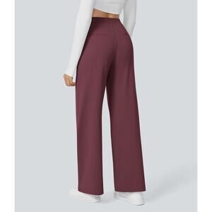 Halara Flex DayStretch High Waisted Pocket Work Flare Pants in Red Mahogany XL